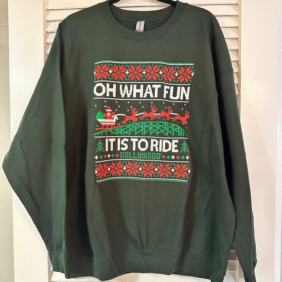 Dollywood Ugly Christmas Sweater Sweatshirt, Green, Unisex XL, New with Tags - Picture 1 of 4